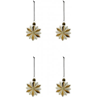House Doctor Skleněná vánoční ozdoba Stella Gold/White – set 4 ks, zlatá barva, sklo – Hledejceny.cz
