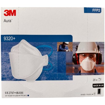 Ardon 3M Aura Filtrační polomaska, FFP2 bez ventilku, 9320+ bílomodrá 1 ks – Zboží Dáma