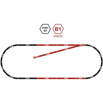 Fleischmann N Kolejový set B1 s výhybkou, s podložím 919010 – Zboží Dáma