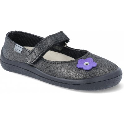 Beda barefoot baleríny Dark Violette černé třpytivé – Zboží Dáma