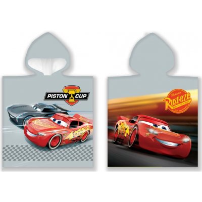 Carbotex Dětské chlapecké plážové pončo osuška s kapucí Auta Cars motiv Piston Cup 50 x 110 cm