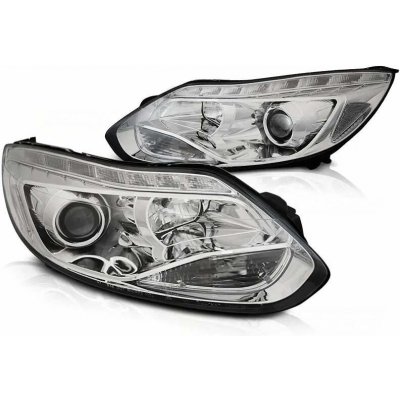 PŘEDNÍ SVĚTLA, SVĚTLOMETY, LAMPY FORD FOCUS MK3, 2011-2014, LED, CHROMOVÉ – Zboží Mobilmania