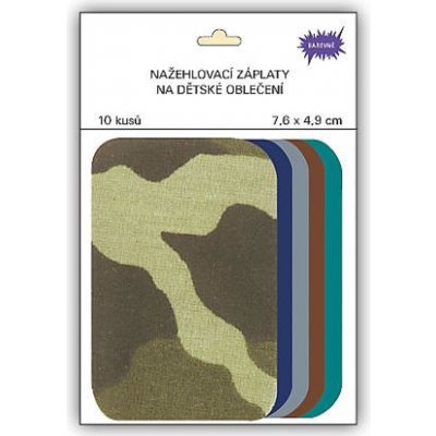 Nažehlovací záplaty malé 10 ks v balení - maskáč + mix tmavých barev – Zboží Dáma