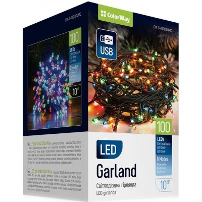 COLORWAY LED řetěz vnitřní 100 LED délka 10m více barevný 8 funkcí napájení USB CW-G-100L10UMC – Hledejceny.cz