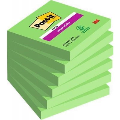 3M POSTIT Samolepicí bloček Super Sticky, zelená, 76 x 76 mm, 6x 90 listů, 3M POSTIT 7100263204 ,balení 540 ks – Hledejceny.cz