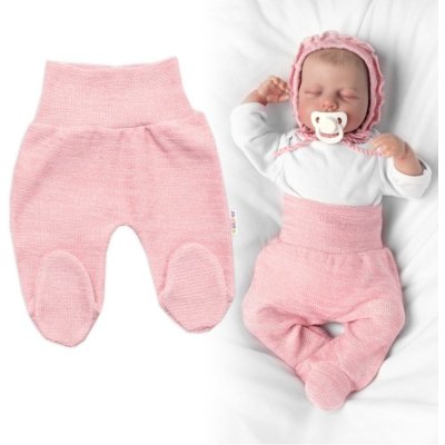 Baby Nellys Pletené kojenecké polodupačky Hand Made růžové – Sleviste.cz