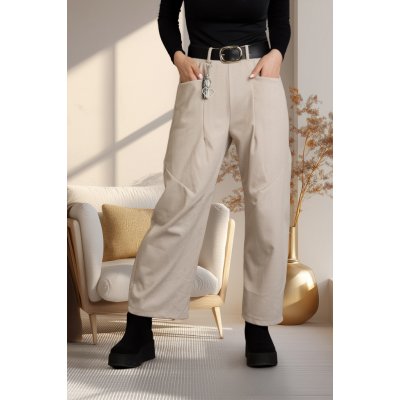 Italy fashion Společenské kalhoty s pasem do gumy LIEBE Šedá – Hledejceny.cz