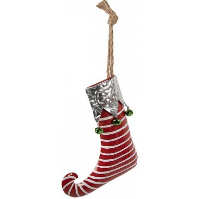 Červená závěsná kovová dekorace elfí bota - 21*4*26 cm - Clayre & Eef – Hledejceny.cz