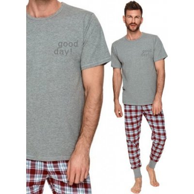 Good Day pánsské pyžamo kr.rukáv šedo červené – Zboží Mobilmania