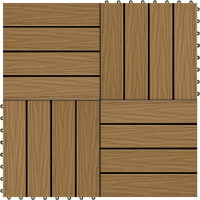 Greatstore Terasové dlaždice embosované 30 x 30 cm 1 m² WPC teak 11 ks – Zboží Mobilmania