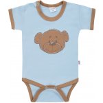 Kojenecké bavlněné body s krátkým rukávem New Baby BrumBrum blue brown – Zboží Mobilmania