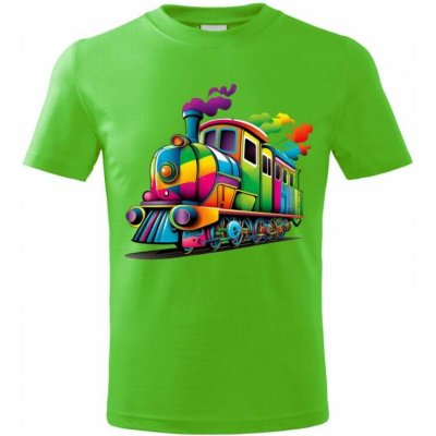 dětské tričko s lokomotivou vlakem zelené vzor č. 28 – Sleviste.cz