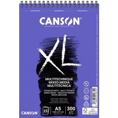 Canson XL Mix Media v kroužkové vazbě A5 300g 15 archů – Zboží Dáma
