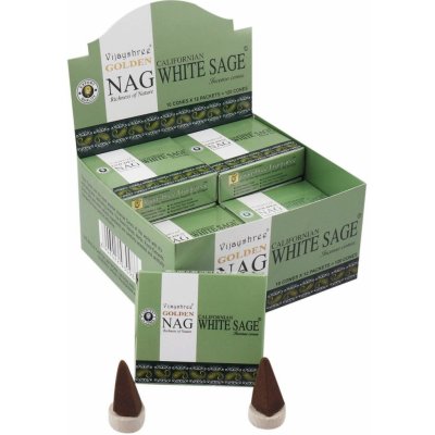 Vijayshree Vonné kužely Golden Nag White Sage (Bílá šalvěj) 10 ks – Zboží Dáma