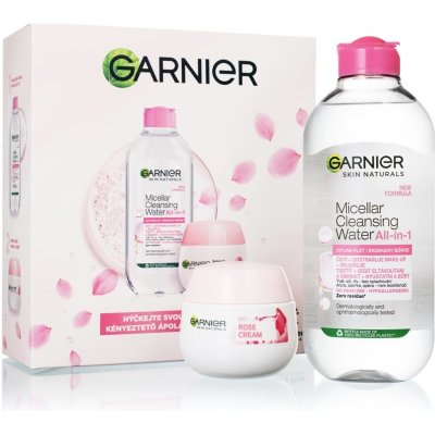 Garnier Skin Naturals Rose Cream denní pleťový krém Skin Naturals Rose Cream 50 ml + micelární voda Skin Naturals Micellar Cleansing Water All-In-1 400 ml dárková sada – Zboží Mobilmania