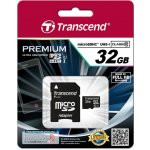 Paměťová karta Transcend MicroSDHC Premium 32GB UHS-I U1 (45MB/s) + adapter (TS32GUSDU1)