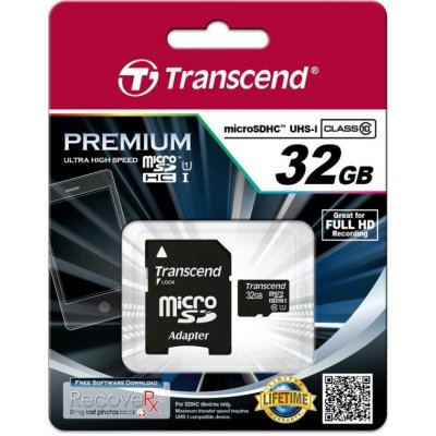 Transcend 32 GB microSDHC UHS-I U1 TS32GUSDU1 – Zboží Mobilmania