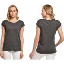 Build Your Brand Prodloužené splývavé tričko s ohrnutými rukávy šedá uhlová melír