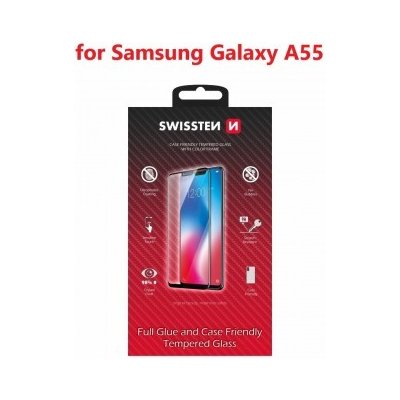 SWISSTEN FULL GLUE, COLOR FRAME, CASE FRIENDLY PRO SAMSUNG GALAXY A55 ČERNÉ 8595217485617 – Zboží Živě