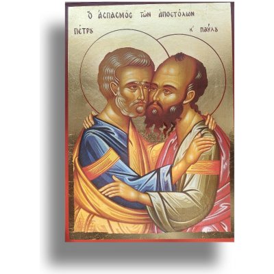 Ikona sv. Petra a Pavla na dřevěném podkladě s pozlacením – Zboží Mobilmania