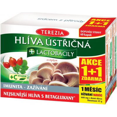 Terezia Hlíva ústřicová + laktobacily se šípky 60+60 kapslí – Hledejceny.cz