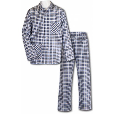 Luiz 56 Karel pánské pyžamo dlouhé propínací plátno modré – Zboží Mobilmania