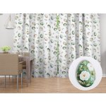 Biante Dekorační závěs TF-136 Zelené květované kraslice na bílém 140x230 cm – Zboží Dáma