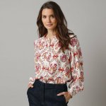 Košilová halenka s potiskem květin režná – Zboží Dáma
