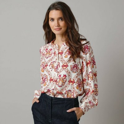 Košilová halenka s potiskem květin režná – Zboží Dáma