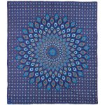 Sanu Babu přehoz na postel pestrobarevná paví mandala modro-tyrkysová 230 x 202 cm – Zboží Dáma