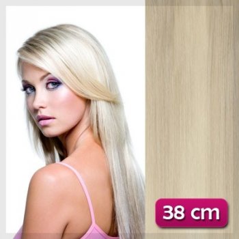 Clip in vlasy 38 cm platinová blond #60