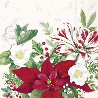 Ubrousek 33x33cm Vánoční růže – HobbyKompas.cz