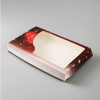 Cake Star Vánoční krabice na cukroví červená s ozdobami (36 x 22 x 5 cm) – Zboží Mobilmania