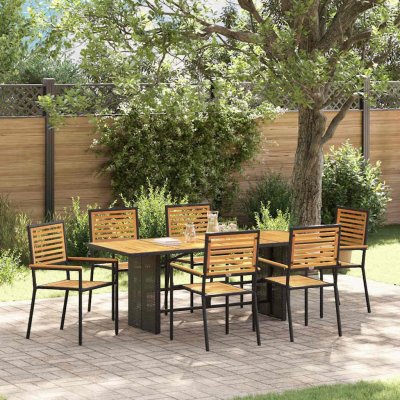 OMAXI 455697 Zahradní jídelní souprava 7 pcs Černá 190 x 80 x 75 cm – Hledejceny.cz