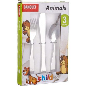 Banquet sada dětských příborů ANIMALS leštěná ocel 3 ks