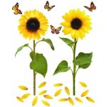 IMPOL TRADE DS 410-08 Samolepky na zeď slunečnice s motýly rozměr 82 cm x 105 cm – Zboží Dáma