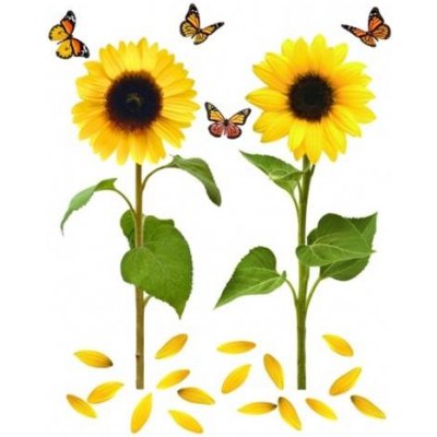 IMPOL TRADE DS 410-08 Samolepky na zeď slunečnice s motýly rozměr 82 cm x 105 cm – Zboží Dáma