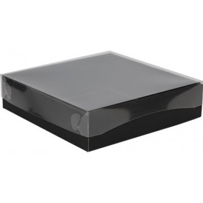 Dárková krabice s průhledným víkem 200x200x50 mm, černá – Zboží Mobilmania