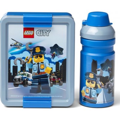 LEGO® svačinový set City modrý box + láhev – Zbozi.Blesk.cz