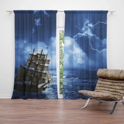 Závěsy Loď v bouřce: 2 ks - 140x250 cm - Sablio – Hledejceny.cz