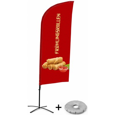 Jansen Display Kompletní sada reklamní vlajky ve tvaru křídla, Jarní závitky, německy Křížová Základna, 1273 x 3030 mm – Zboží Živě