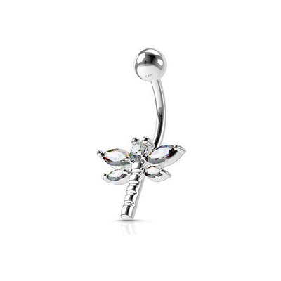 Šperky4U piercing do pupíku vážka s čirými kamínky WP01078