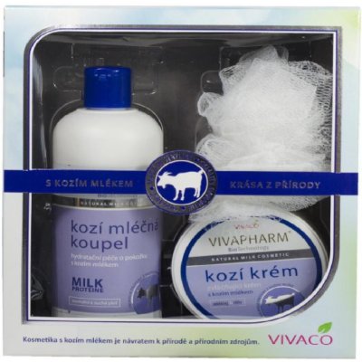 Vivapharm Kozí koupel 400 ml + krém 250 ml + mycí houbička dárková sada