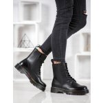 Klasické dámské kotníčkové boty na plochém podpatku černé – Zboží Mobilmania