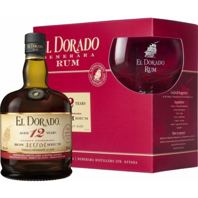 El Dorado Rum 12y 0,7 l (dárkové balení 1 sklenice)