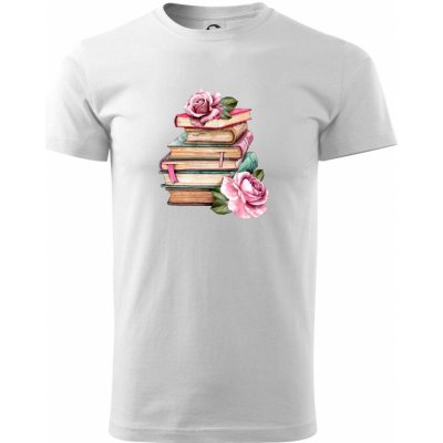 Knihy a růže klasické pánské triko bílá