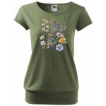 MALFINI Tričko City s potiskem luční kvítí 3 khaki – Sleviste.cz