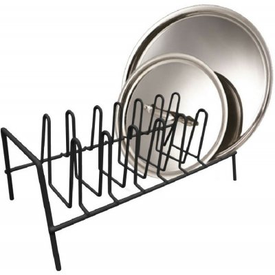 QUTTIN Držák, stojan na pokličky, talíře a víčka 8 pozic, černý 35,8x17,2x13,4 cm – Sleviste.cz