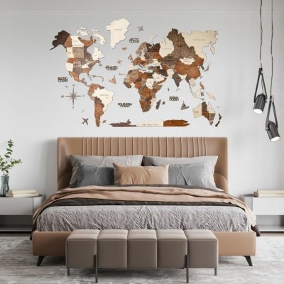 Enjoy the Wood 3D nástěnná dřevěná mapa World Map Multicolor Prime XL – Zboží Mobilmania