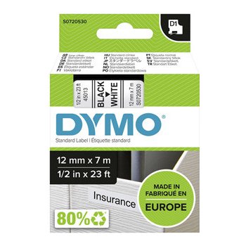 Dymo 45013 černý tisk/bílý podklad, 7m, 12mm